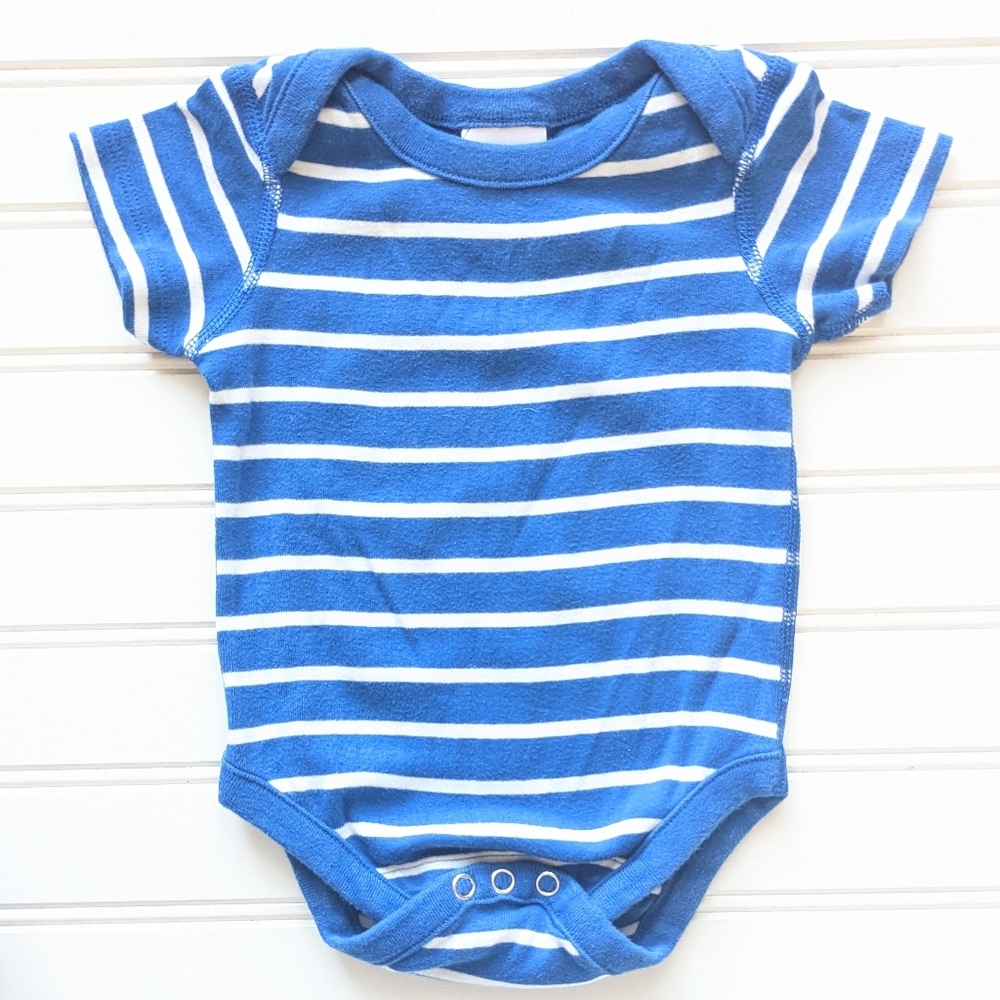 Hanna Andersson Blue and White Striped Short Sleeve Bodysuit